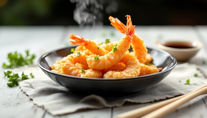 Tempura Shrimp Dish Steaming Hot Delicious Food Asian Cuisine