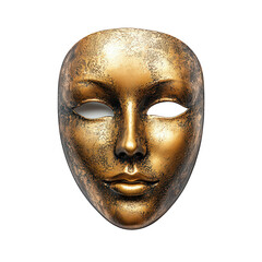 Regal Gold Mask Isolated on Transparent Background for Luxurious Art and Cultural Design Concepts