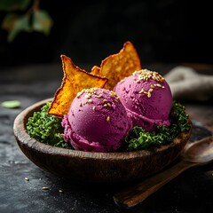 A trendy pink vegetable ice cream, combining natural ingredients and vibrant color for a unique and healthy frozen treat.