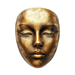 Regal Gold Mask Isolated on Transparent Background for Luxurious Art and Cultural Design Concepts