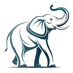 An elegant elephant silhouette vector illustration, logo type.
