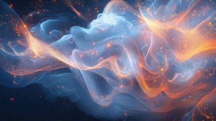 Abstract energy flow, glowing particles, cosmic nebula, dark background; perfect for science fiction, fantasy backgrounds