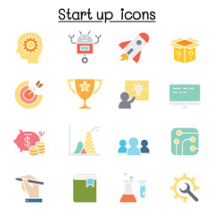 Startup icon set in thin line style