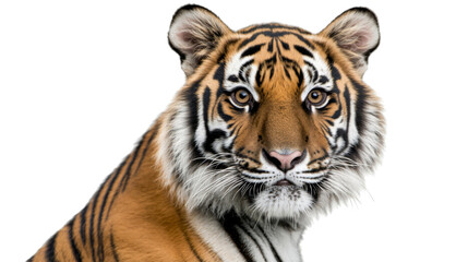 Obraz premium Sumatran tiger looking back over shoulder on transparent background