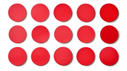 Red round paper sticker label set isolated on white background