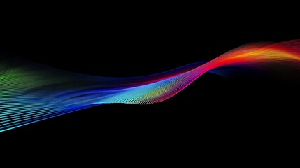 Naklejka premium Abstract Rainbow Wave on Black Background: Digital Art