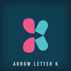 Modern arrow bolt k letter logo design. Creative letter design for companies, corporate identity. vector