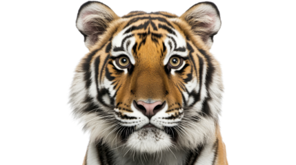 Majestic tiger staring with intensity on transparent background