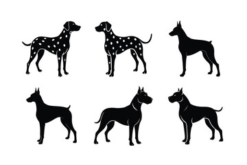 Silhouette pack of recognizable dog breeds