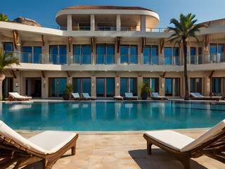 Luxury Villa Retreat: A serene oasis of relaxation awaits in this sprawling villa, boasting a shimmering infinity pool overlooking the horizon.