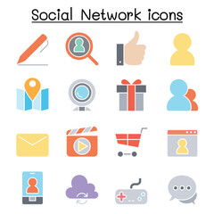 Social Media & Social Network icon set in thin line style