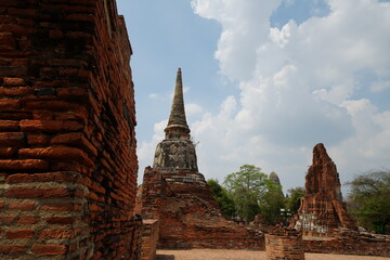 Fototapeta premium Wat Mahathat, Ayutthaya Province, Thailand, destroyed by the Burmese in 1767. Photo taken on 29 March 2024.