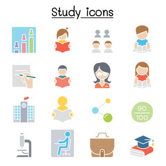 Learning , Study & Education icon set in thin line style