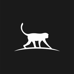monkey walking in line logo design vector