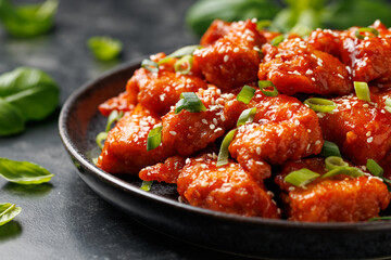Crispy Sesame Chicken with a sticky asian sauce