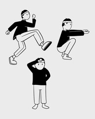 Minimalist Fitness Character Poses