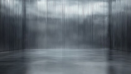 Modern Minimalist Room with Metallic Walls and Floor