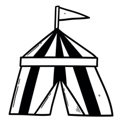 Hand drawn doodle circus on white background.