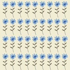 blue floral background stripe flower pattern on light yellow wallpaper design for wall paper, towel, textile and cover