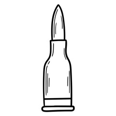 Hand drawn doodle machine gun bullet on white background.