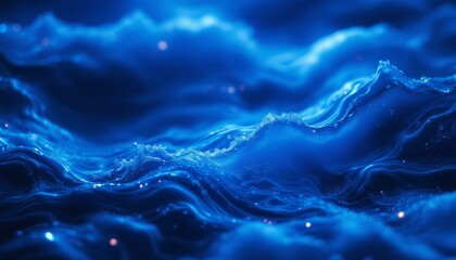 Abstract Blue Ocean Waves Digital Art Wallpaper