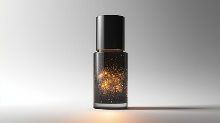 Elegant black glass serum bottle mockup with copy space