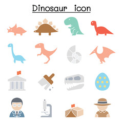 Dinosaur & Excavation icon in thin line style
