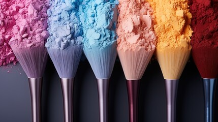Rainbow Makeup Brushes with Vibrant Powder Colors