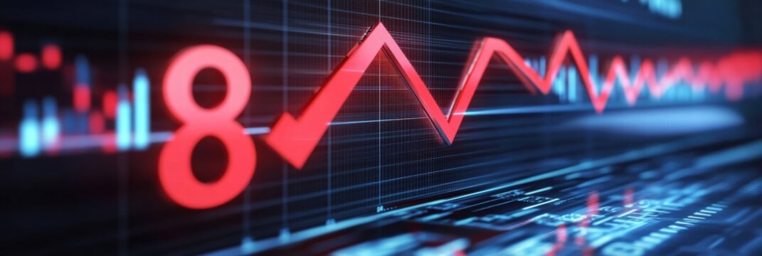 Steady growth shown through an upward trend graph with vibrant red arrows indicating progress