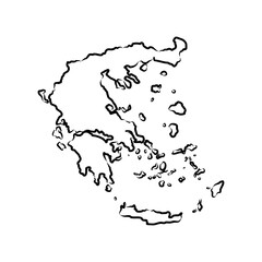 Outline vector map of Greece. Simple Greece border map. Vector silhouette on white background.