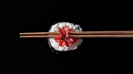 Sushi with chopsticks royalty free image