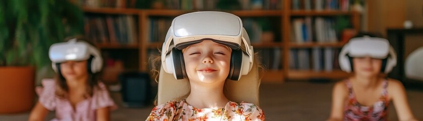 Engage young minds with a virtual reality learning environment where students explore digital literacy concepts, fostering innovation and immersive educational experiences See students learning