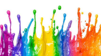 Rainbow splashing colors on transparent background