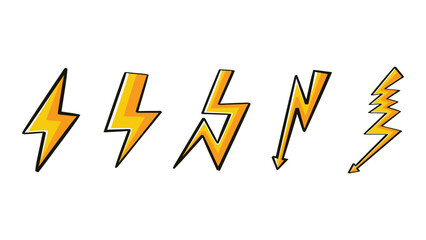 Stylized Lightning Bolt Illustrations – Energy and Speed Symbols