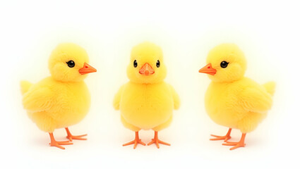 Title: Trio of Adorable Yellow Easter Chicks Standing Together

