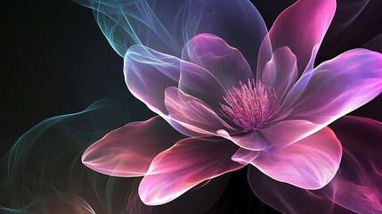 Abstract Pink Flower with Flowing Lines