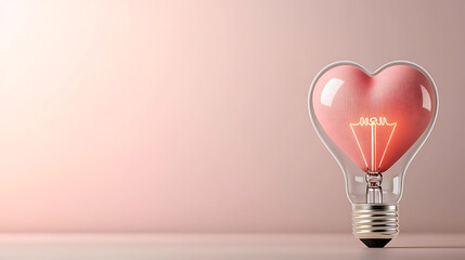 Illuminating love heart-shaped lightbulb showcase minimalist setting warm ambiance artistic concept