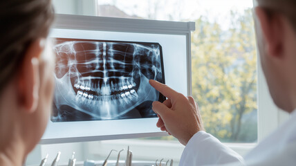 Dentist Explaining X-Ray to Patient
