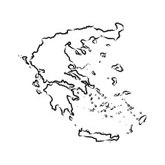Outline vector map of Greece. Simple Greece border map. Vector silhouette on white background.