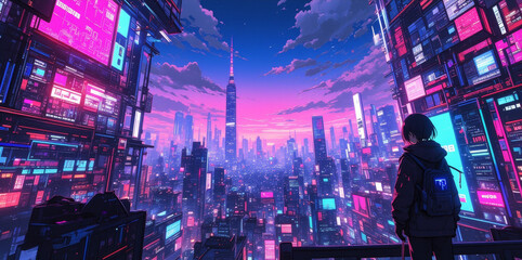 Fototapeta premium anime wallpaper abstract illustration background.