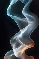 Naklejka premium Delicate smoke forms elegant shapes in macro photography, with the smoke curves enhanced by a pointillism effect, adding texture and depth to every detail.