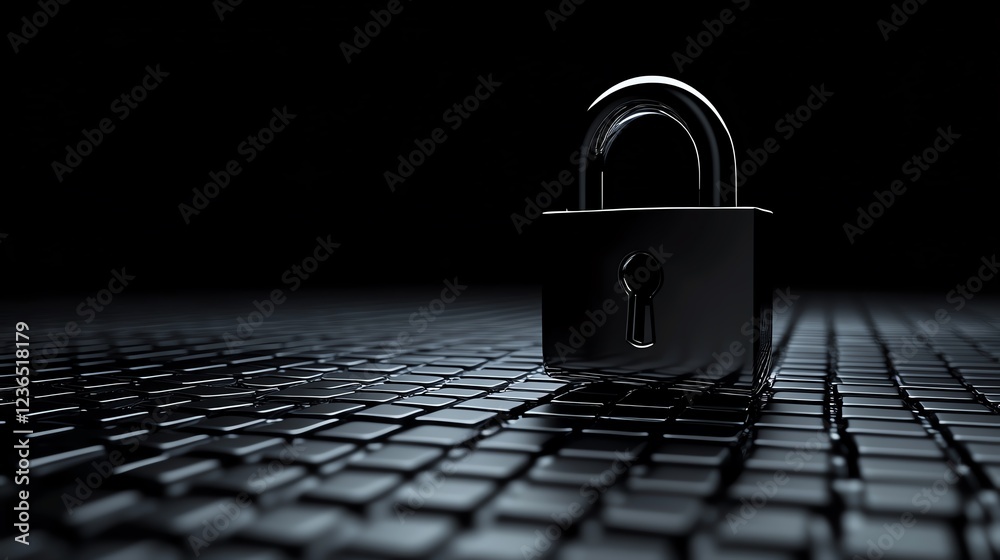 Aufkleber A digital padlock floating above a matrix of encrypted data