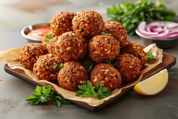 Crispy Fried Rice Balls Recipe: Savory Bites with Sesame Seeds and Herbs, Served with Zesty Lemon Wedges and Tangy Dipping Sauce, Perfect Appetizer for Gatherings