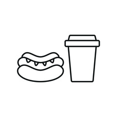 Drink and hot dog set icon represents classic street food and casual dining, perfect for food truck branding, snack bar menus, fast food promotions, and culinary-themed visuals.