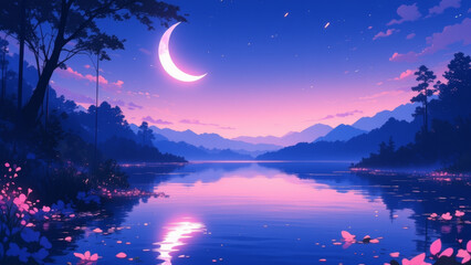 Naklejka premium anime wallpaper abstract illustration background.