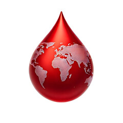 Obraz premium Red drop for World Health Day, isolated on transparent background