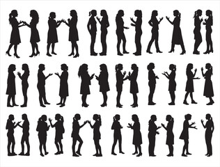 WOMEN ARGUING SILHOUETTE ON WHITE BACKGROUND