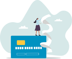Credit card debt problem, overspend or shopping trouble,business concept.flat character.