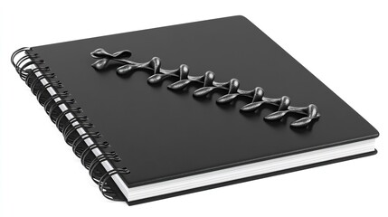 Black Spiral Bound Notebook Isolated on White Background. Elegant and Practical Stationery for Writing and Planning. 