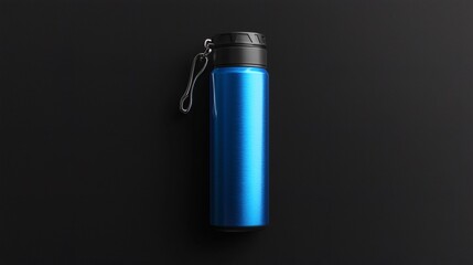 Fototapeta premium Blue Metal Water Bottle with Carabiner for Hydration